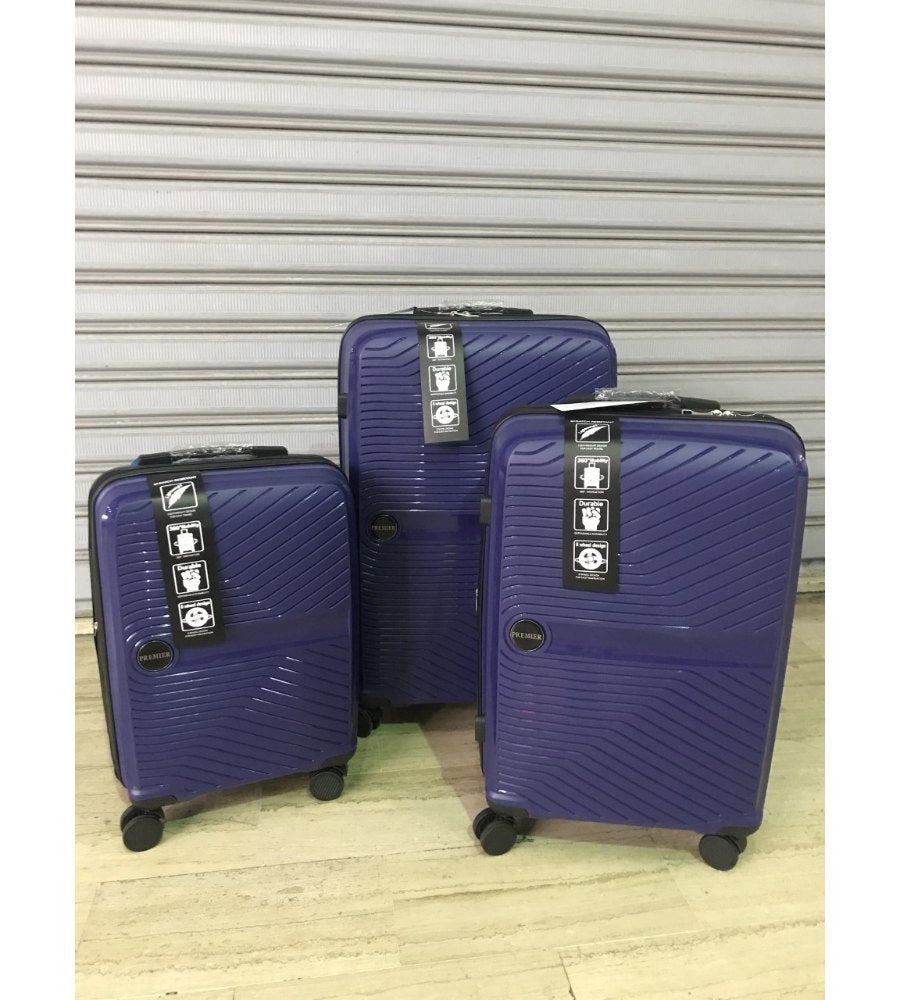 Premier, Lightness Comfort Expandable Travel Suitcase Bags Hardside 4 Wheels Luggage 3-Piece Set, Navy