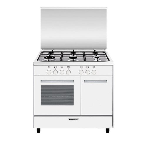 Glemgas, Oven 90Cm+ Gaz Box Made In Italy, White Mirror Doors