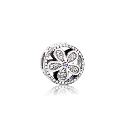 Polo Exchange, Woman Jewelries, Sterling Silver & Swarovski Crystal Flower Ball Charm