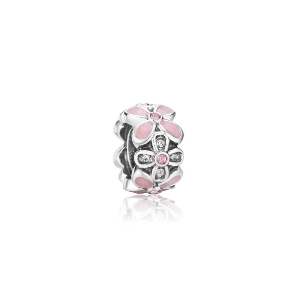Polo Exchange, Woman Jewelries, Sterling Silver & Swarovski Crystal & Pink Enamel Charm