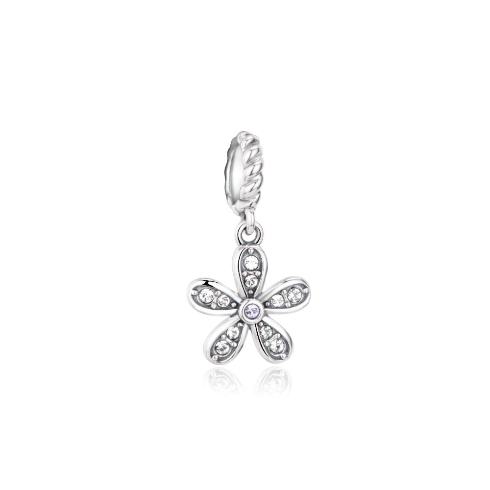 Polo Exchange, Woman Jewelries, Sterling Silver & Swarovski Crystal Flower Charm