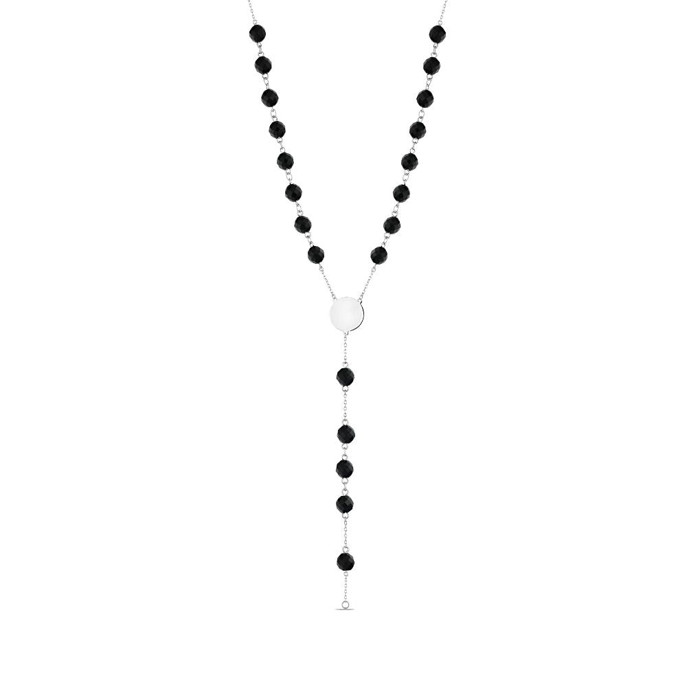 Polo Exchange, Man Jewelries, Sterling Silver Rosary Necklace 8 Mm Gem Stones, 65 Cm Long