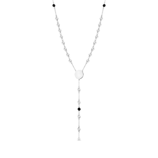 Polo Exchange, Man Jewelries, Sterling Silver Rosary Necklace 5 Mm Faceted Beads, 65 Cm Long