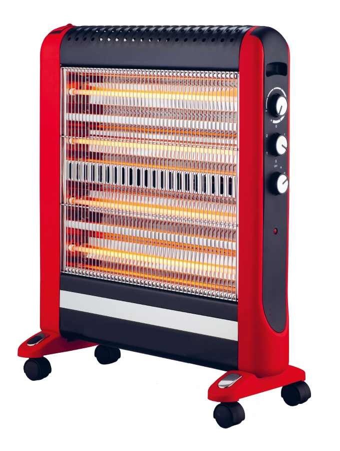 Campomatic, Quartz Hearter, 2 Heat Settings 1200W/2400W, 4 Quartz Tube, Tip-Over Switch, 4 Wheels, 1.6Meter Cord
