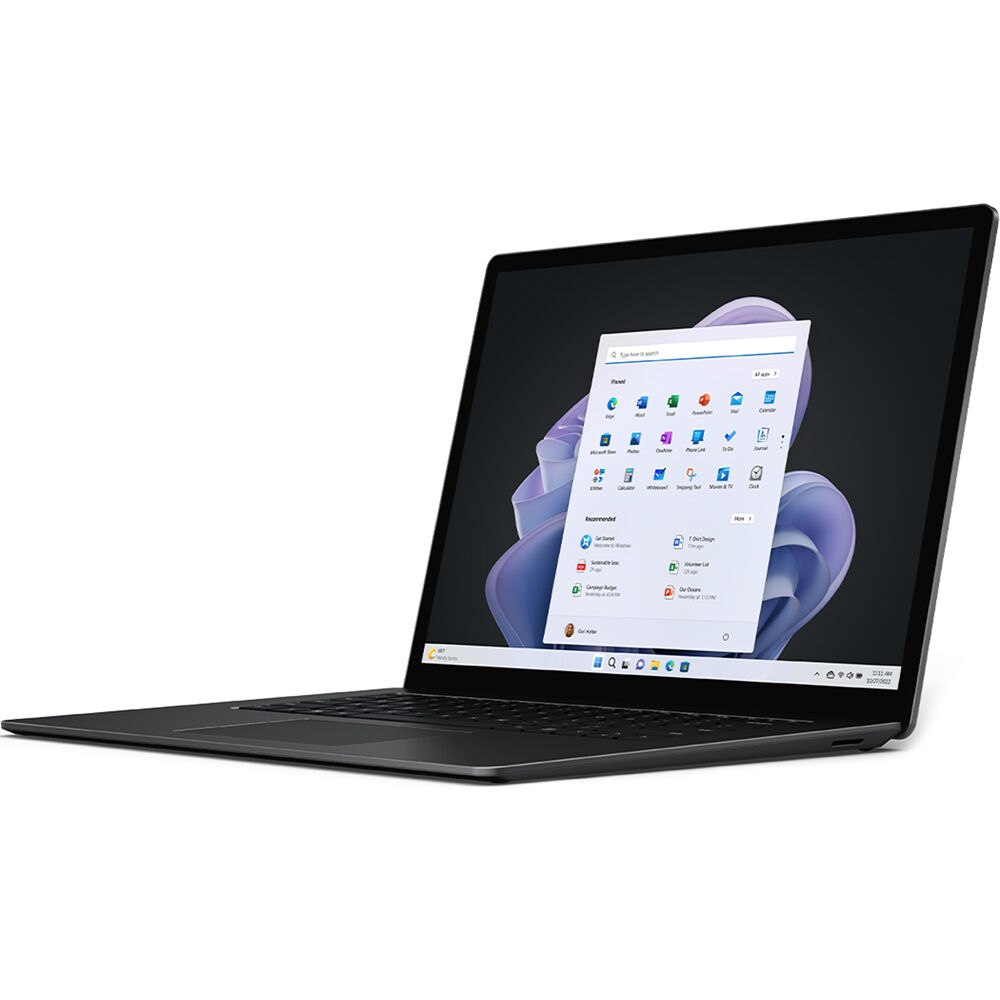 Microsoft, Surface Laptop 5 Matte Black, 15-Inch, Intel Core I7-1255U, 8GB DDR5, 512GB SSD, W11H, RFB-00026