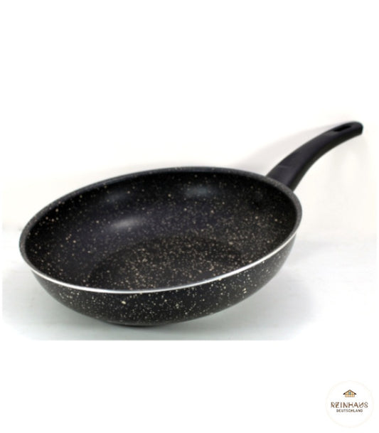 Reinhaus, Grey Aluminium Non Stick, Teflon Granite Outside and Inside 28 cm Wok Pan Color Grey