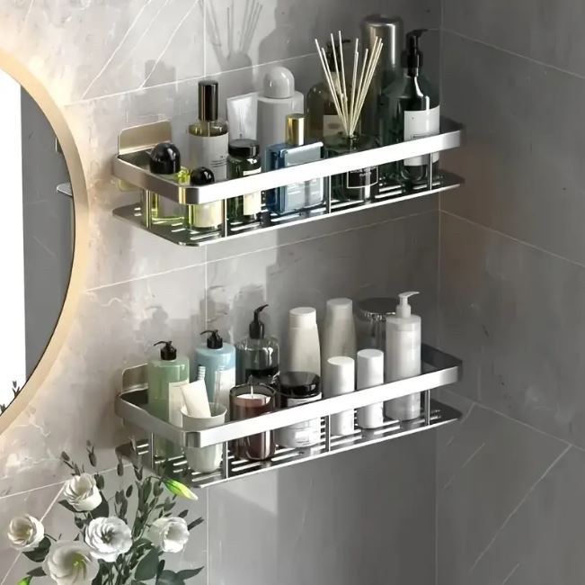 Reinhaus, Silver Bathroom Racks 30.5X13X5.5Cm Aluminium Alloy 2 Racks B/50