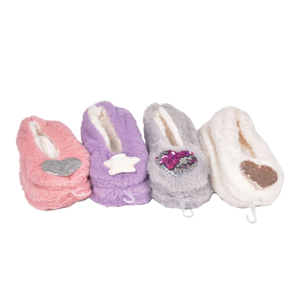 Smile Yalla, Heart Sequin Slipper, White