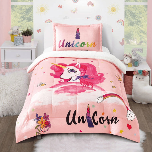 Comfy, Home Comforter Jaki Kids New Unicorn Dark Pink, RZLN-102343