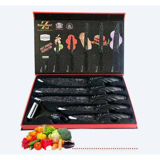 Swiss Gold, Set 5 Pieces knives, + Vegetable Peeler