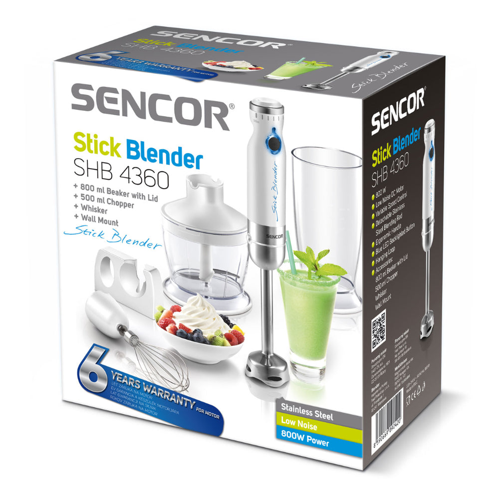 Sencor Stainless Steel Hand Blender, 800W - White, SHB-4360
