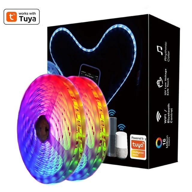 Tuya Wifi Rgb Smart Led Strip Light 5 M Outdoor With 12V Eu Adapter