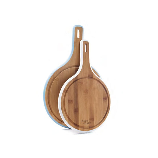 Tessie - Jessie Round Bamboo Cutting Board - Serving Platter – 41cm Diameter, SK-9262