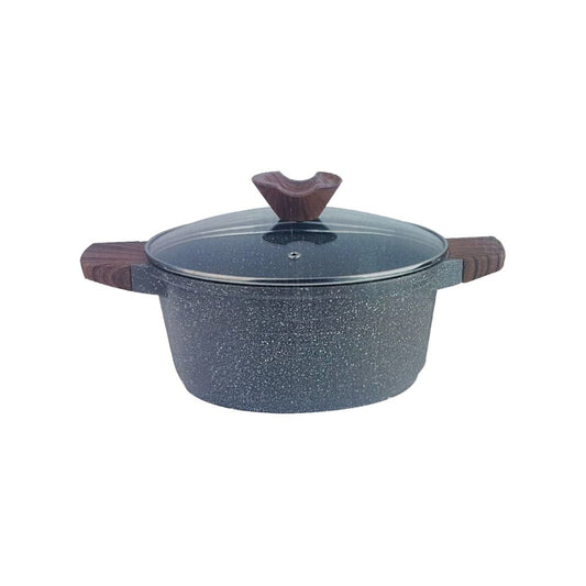 Jio, Die Cast Aluminium Granite Super Non-Stick Casserolewith Glass Lid 24Cm/4.5L