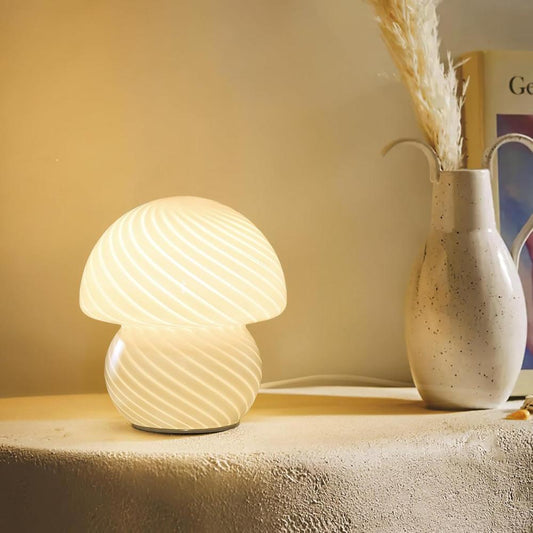 White Decorative Glass Bedside Table Lamp 18 cm, SK1951416