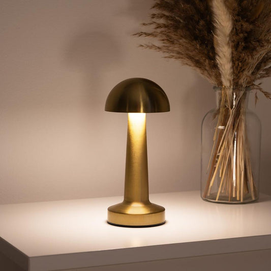 Gold Mushroom LED Table Lamp 23 cm, Touch Dimming, 3 Light Modes, SK1951420
