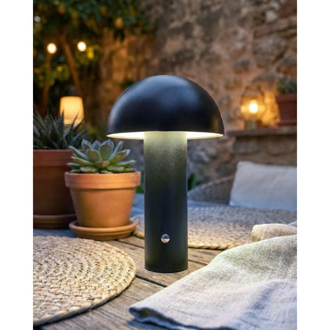Black Wireless Mushroom LED Table Lamp 22 cm with Touch Dimming, SK195145