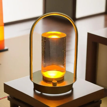 Versatile Cordless Crystal Table Lamp 18 cm, Touch Control, USB Rechargeable, Gold Finish, SK854