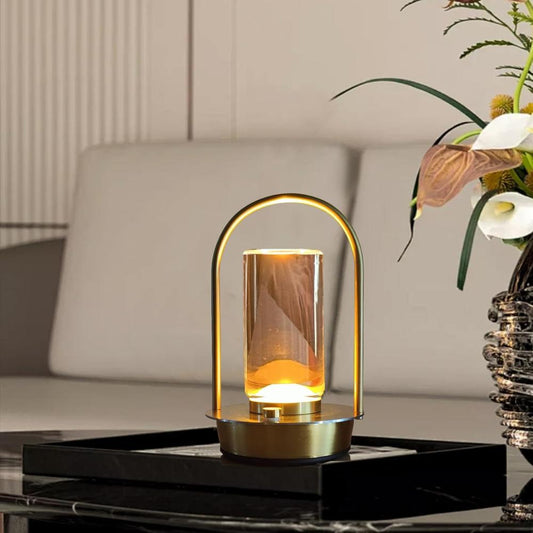 Versatile Cordless Crystal Table Lamp 18 cm, Touch Control, USB Rechargeable, Gold Finish, SK854