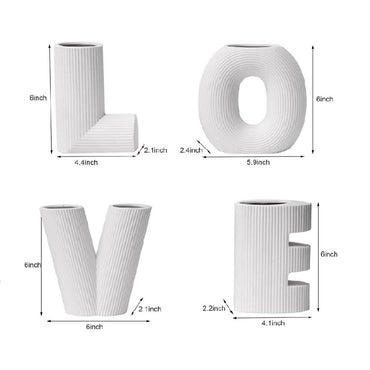 Classic White LOVE Ceramic Vase Set - Decorative Letter Vases, SK869