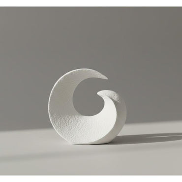 Modern Abstract Wave Sculpture 21 cm - Textured White Decorative Figurine Accent, SK871