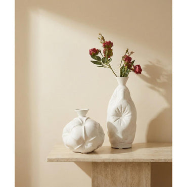 White Textured Ceramic Decorative Vase 30 cm Height, SK872