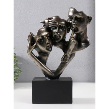 Silence Is Gold - No Hear, No See, No Speak, Abstract Bronze Resin Art Sculpture 26 cm, SK915E
