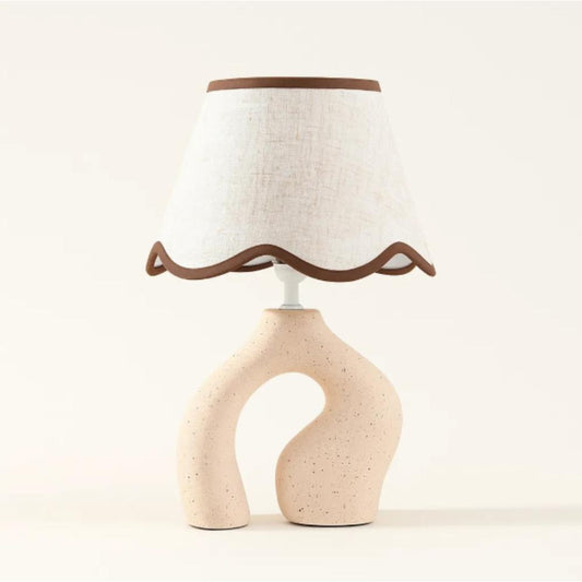 Stone Sculptural Table Lamp 37 cm, Ruffled Shade, SK923
