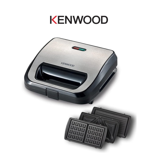 Kenwood, 3-In-1 Sandwich Maker, Waffle Maker & Grill With 3 Sets Of Non Stick Multifunctional Plates For Grilling, Toasted Sandwiches And Waffles Smm02.000Si