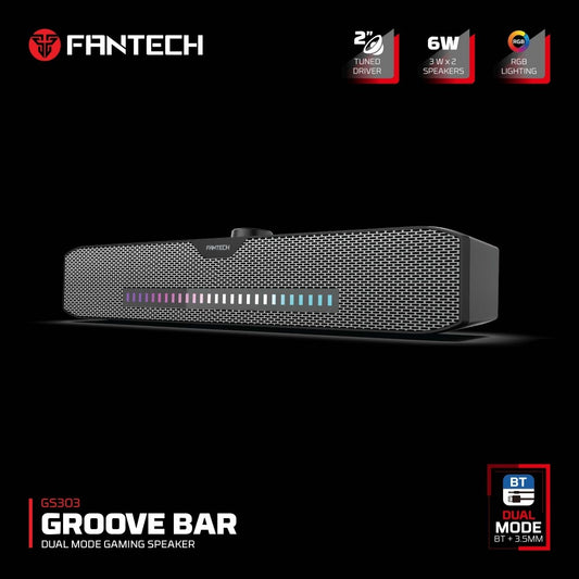 Fantech, Gs303 Groove Bar Dual Mode (Wired & Bluetooth) Rgb Gaming Speaker, 6W 2' Tuned Drive