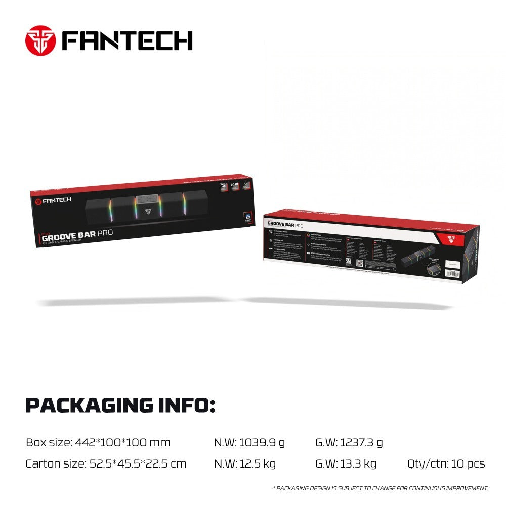 Fantech, Bs163 Groove Bar Pro (Wired & Bluetooth) Rgb Gaming Speaker, 10W + Built-In Microphone