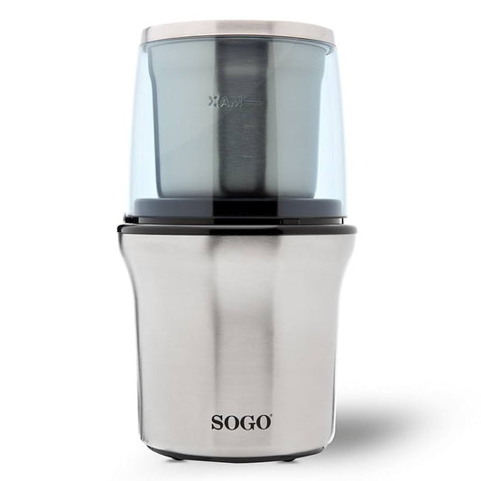 Sogo, Dual Stainless Steel Wet & Dry Grinder With Easy-Press Operation, 100G, 300W