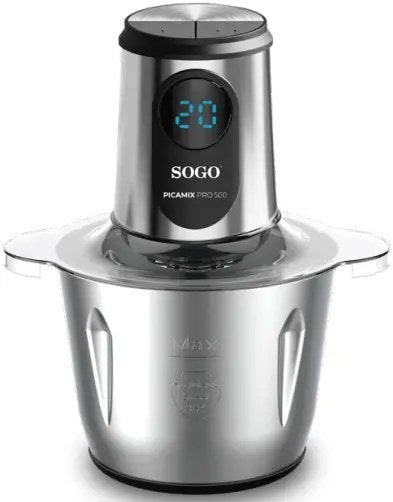 Sogo, Food Chopper With 6 Titanium Blades, 2 Speeds, Stainless Steel, 500W