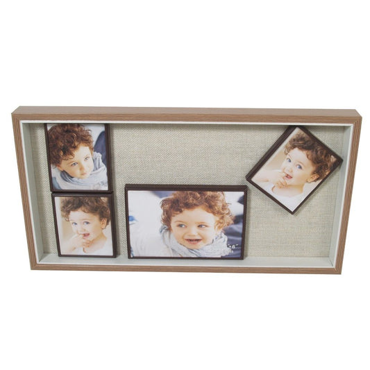 OGO, Real Wood Rectangular Photo Frame with Metallic Back 20x40cm for Photo Collage Decoration