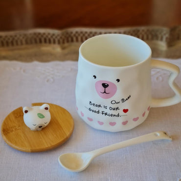 La Perla, New Bone China 3Piece Set Mug With Spoon And Cover (Mug 8.5*9.5Cm)