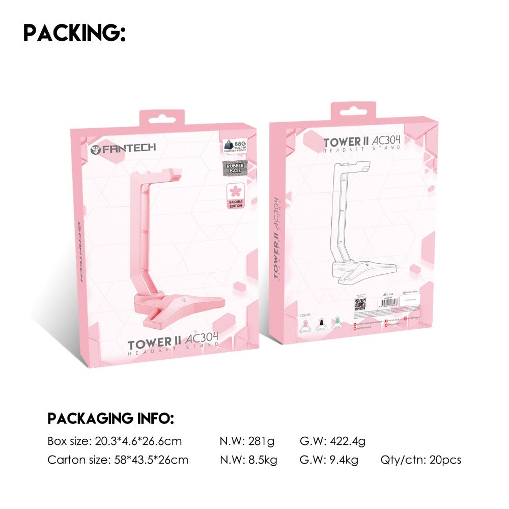 Fantech, Ac304 Tower Ii: Headset Stand For Organized Gaming Setup (Pink)