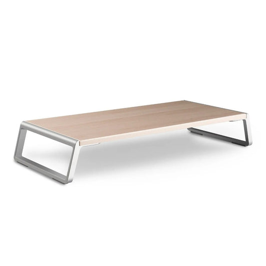 Laptop and Computer Monitor Riser Stand: Smart and Stylish Design in Aluminum and Wood 56.4 x 24 x 9.1cm Light Brown - MRD72