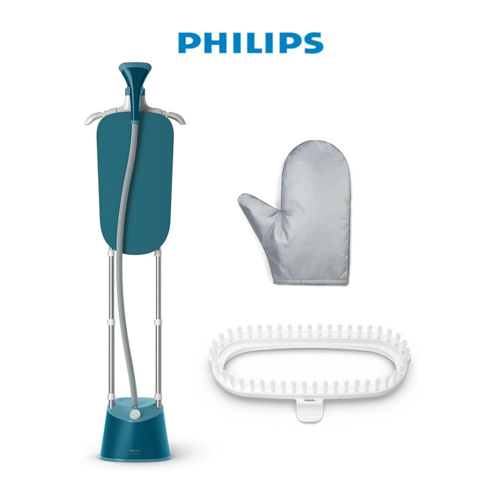 Philips, Garment Steamer 1000 Series - 1800W, 1.8L Detachable Tank, 3 Steam Setting, 36 G/Min, Integrated Stylemat, Blue - Ste1040/26