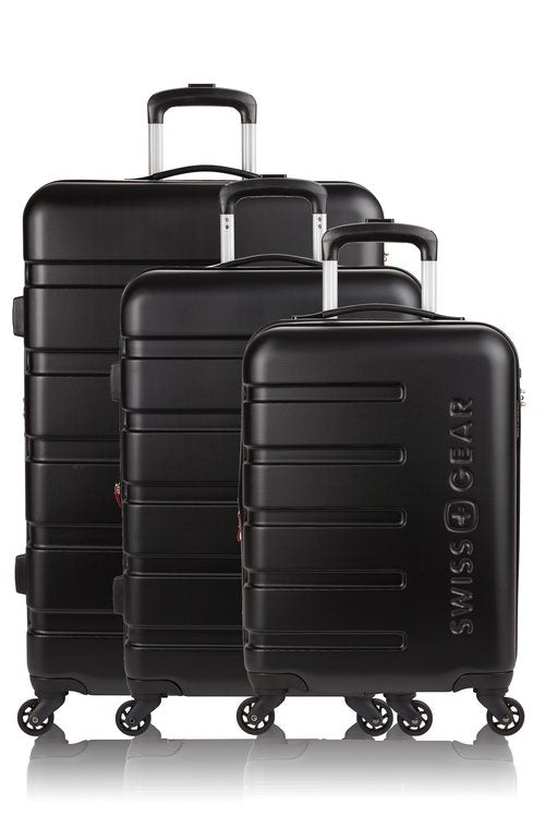 Swiss Gear, Expandable 3pc Hardside Luggage Set Travel Bags - Black