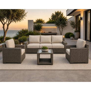 Modern Outdoor Resin Sofa Set (3+1+1) with Table, T-1819