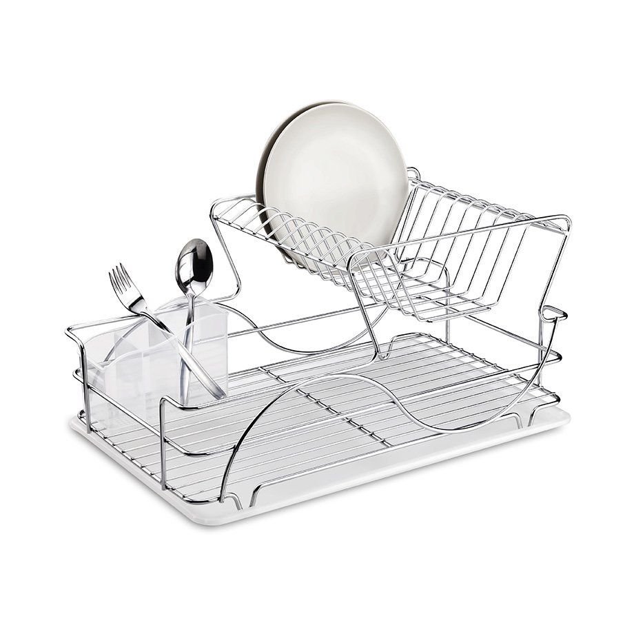 Tekno Tel, Dish Drainer Two Tiers With Cutlery And Tray / Chrome 33X48X25 Cm / 2.49Kg