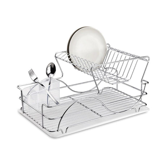 Tekno Tel, Dish Drainer Two Tiers With Cutlery And Tray / Chrome 33X48X25 Cm / 2.49Kg