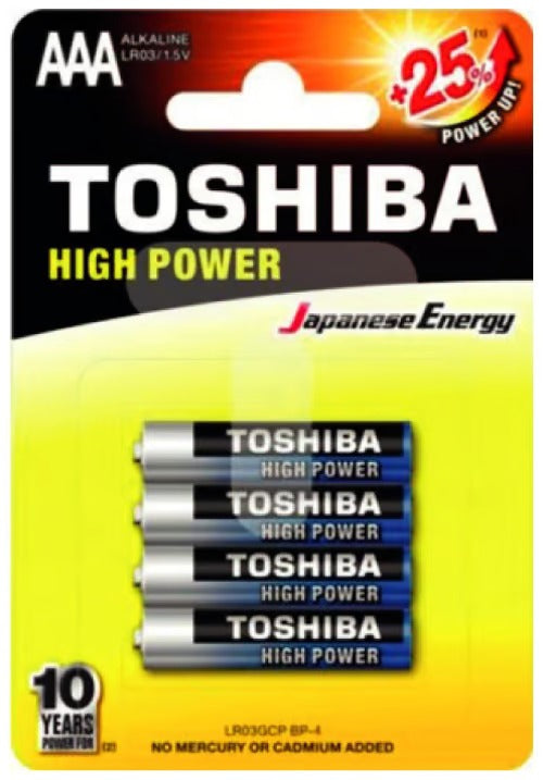 Toshiba, Size AAA High Power Alkaline Batteries 4 Pack