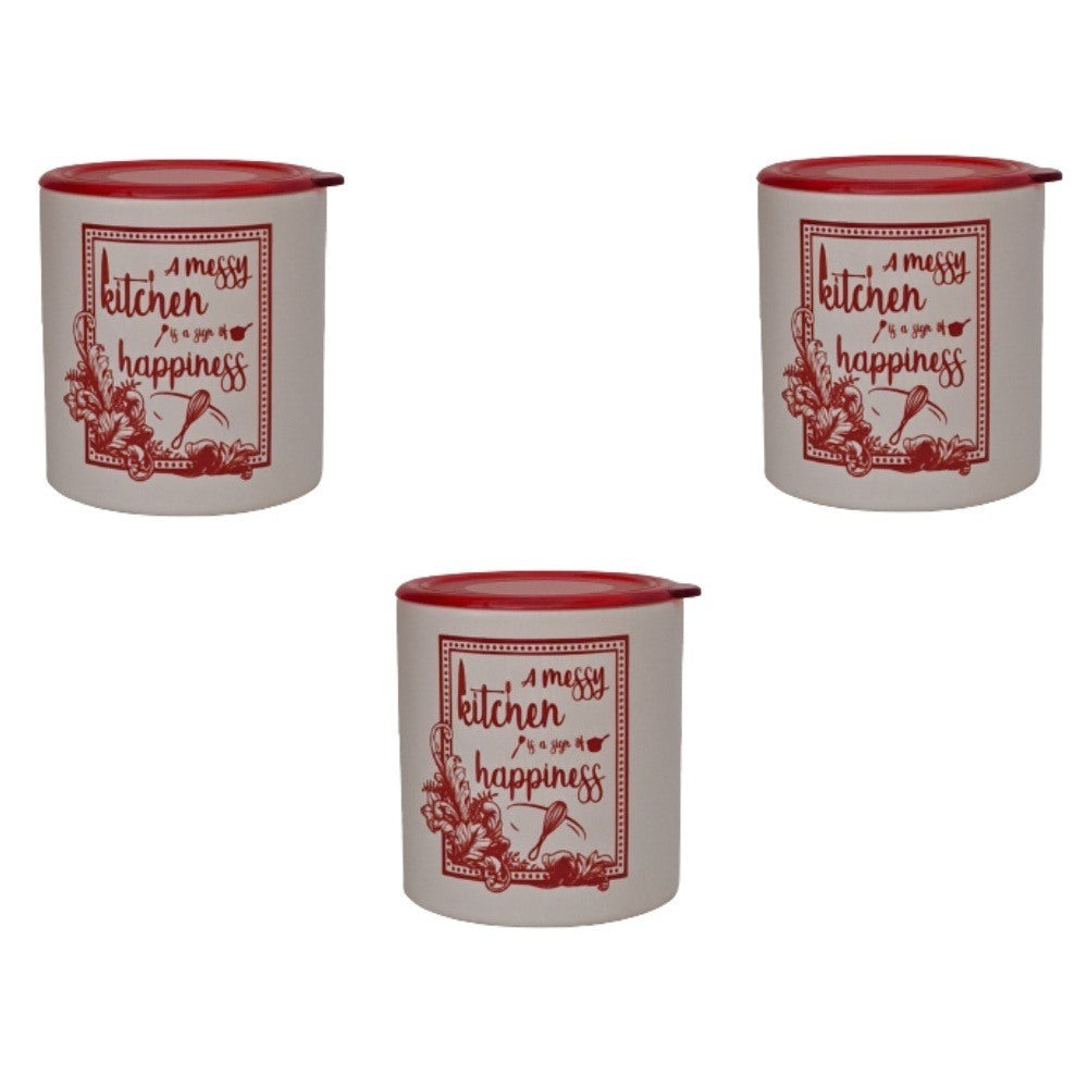 Keramika, Cylinder Ege Plastic Lid (Coffee-Tea-Sugar) Set Of 3 10Cm, Tur-300625