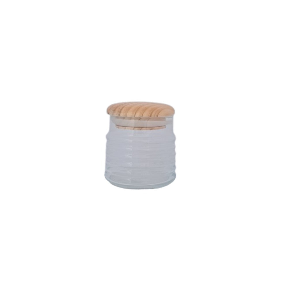 Kc, Small Transparent Jar With Wooden Cover, Tur-431631