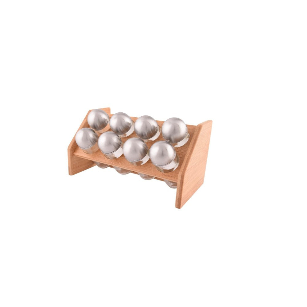 Bambum, Spice Rack With 8 Glass Bottles, Tur-B2426