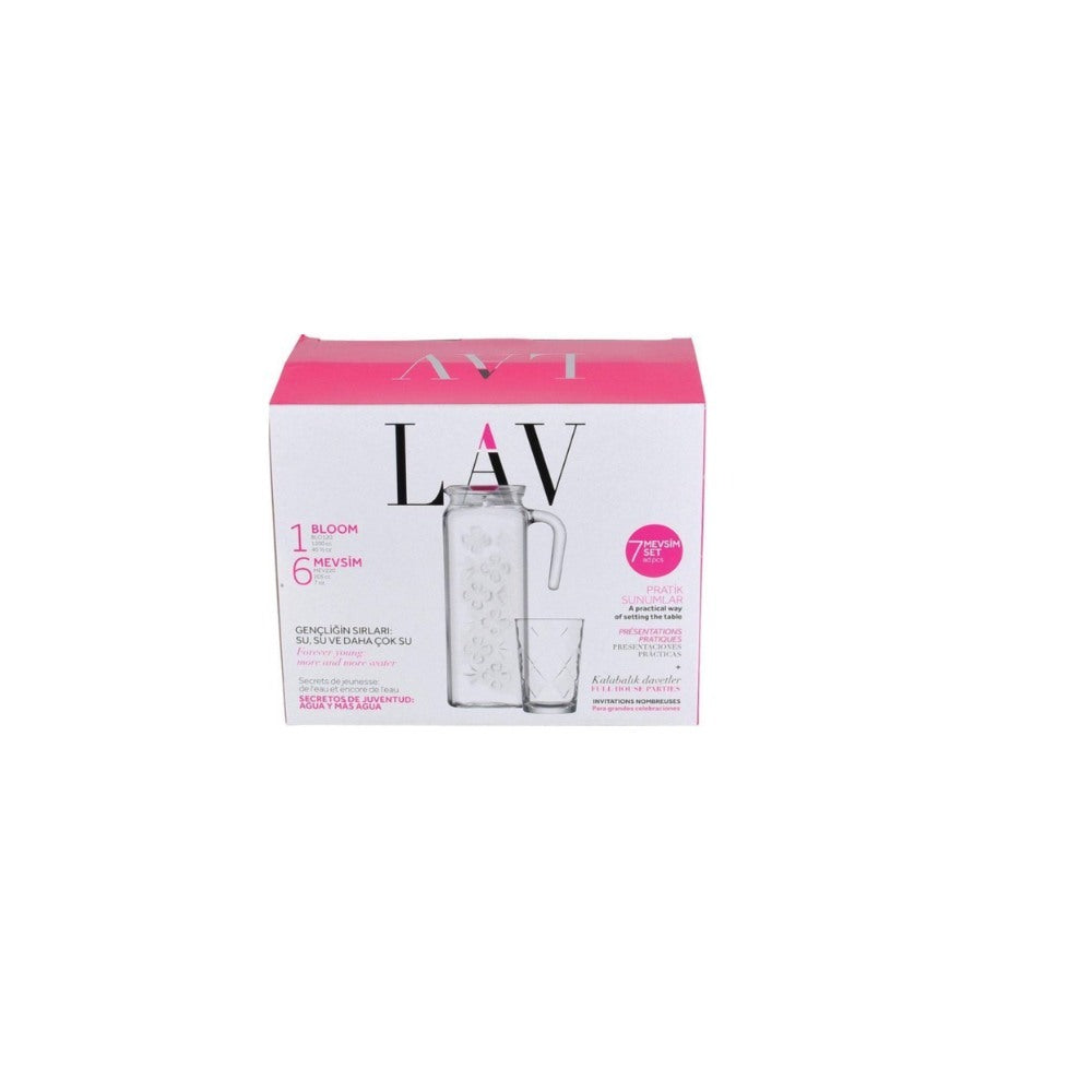 KC, Lav Glass Jug + 6 Cups Glass, TUR-BLO120