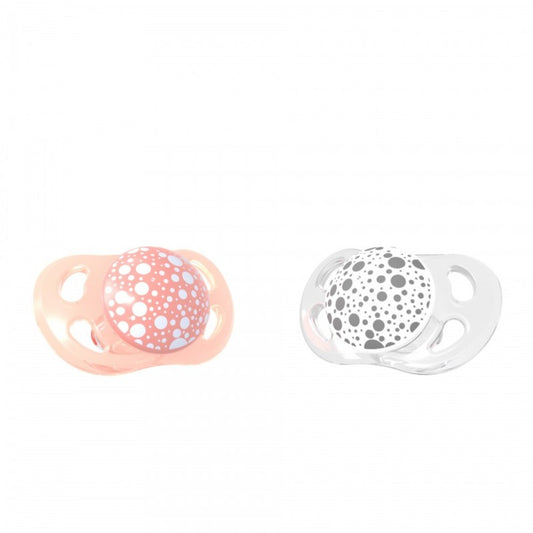 Twistshake, 2X Pacifier 0-6M Pastel Peach White, 78323