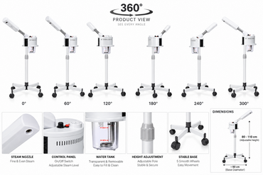 La Perla Tech, Professional Facial Steamer with Adjustable Stand,, 6414202114088