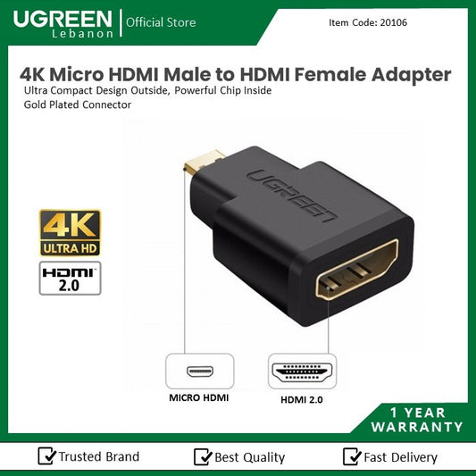 Ugreen, 4K Micro Hdmi Male To Hdmi Female Adapter